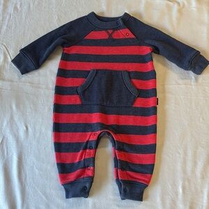 GAP - LIKE NEW - Red and Navy Striped Kids Footie Romper/jumpsuit